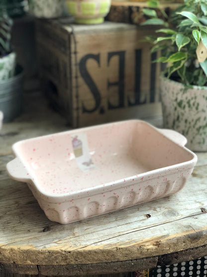 Pink Ceramic Splatterwear Serving Dish Medium