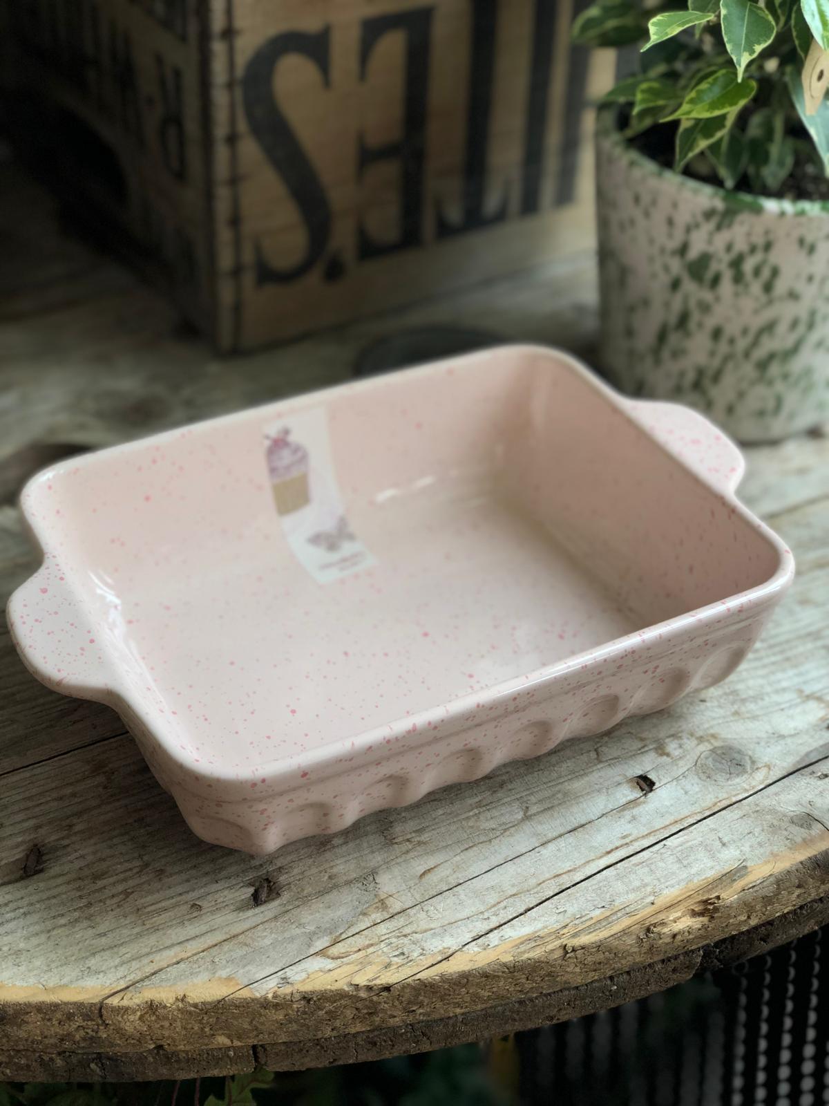 Pink Ceramic Splatterwear Serving Dish Medium