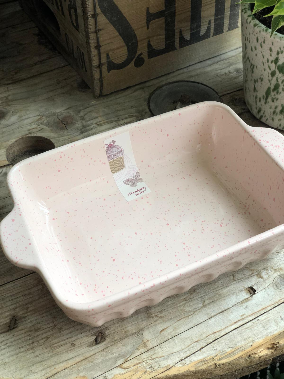 Pink Ceramic Splatterwear Serving Dish Medium