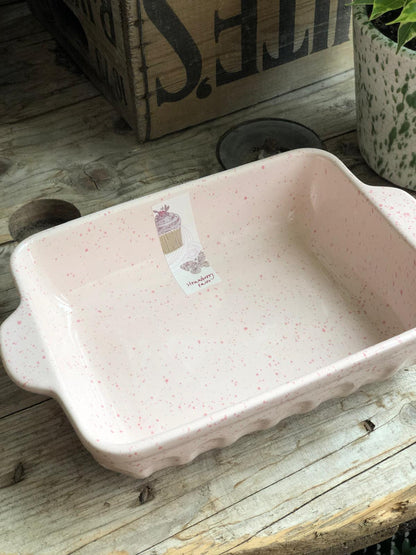 Pink Ceramic Splatterwear Serving Dish Medium