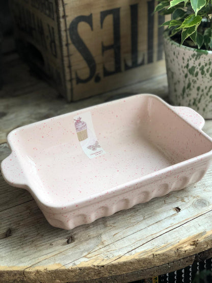 Pink Ceramic Splatterwear Serving Dish Medium