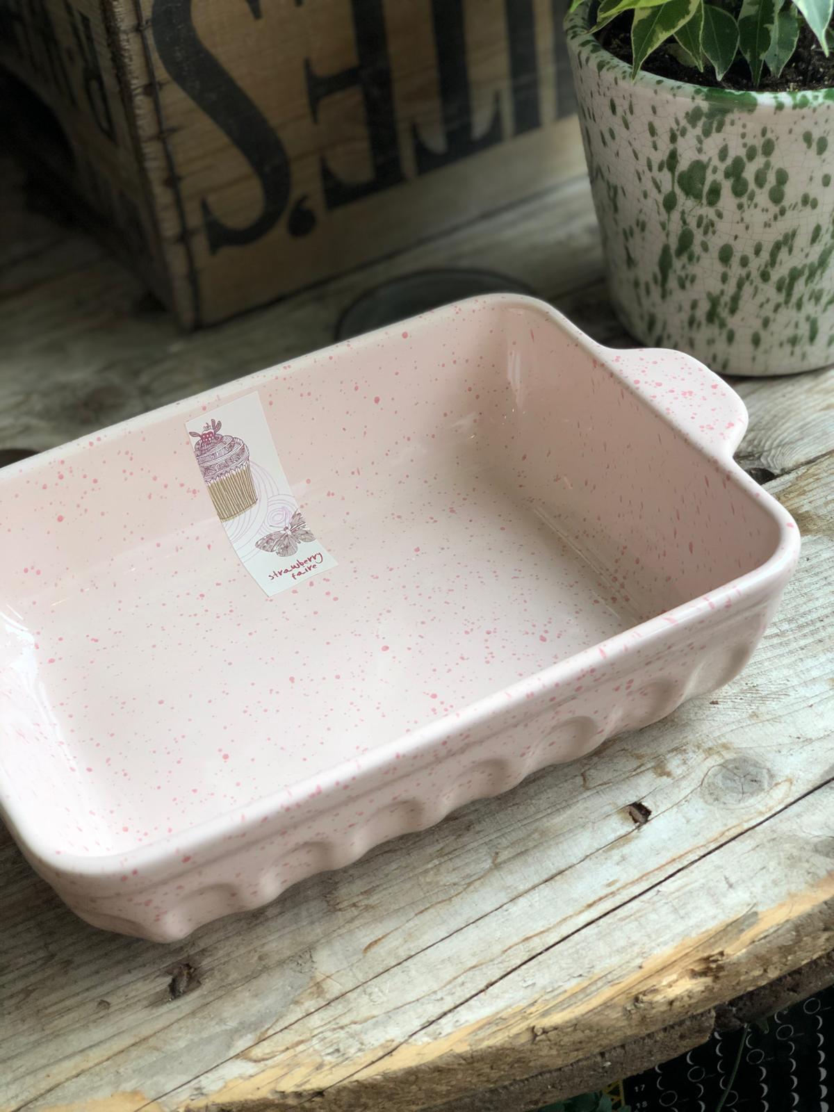 Pink Ceramic Splatterwear Serving Dish Medium