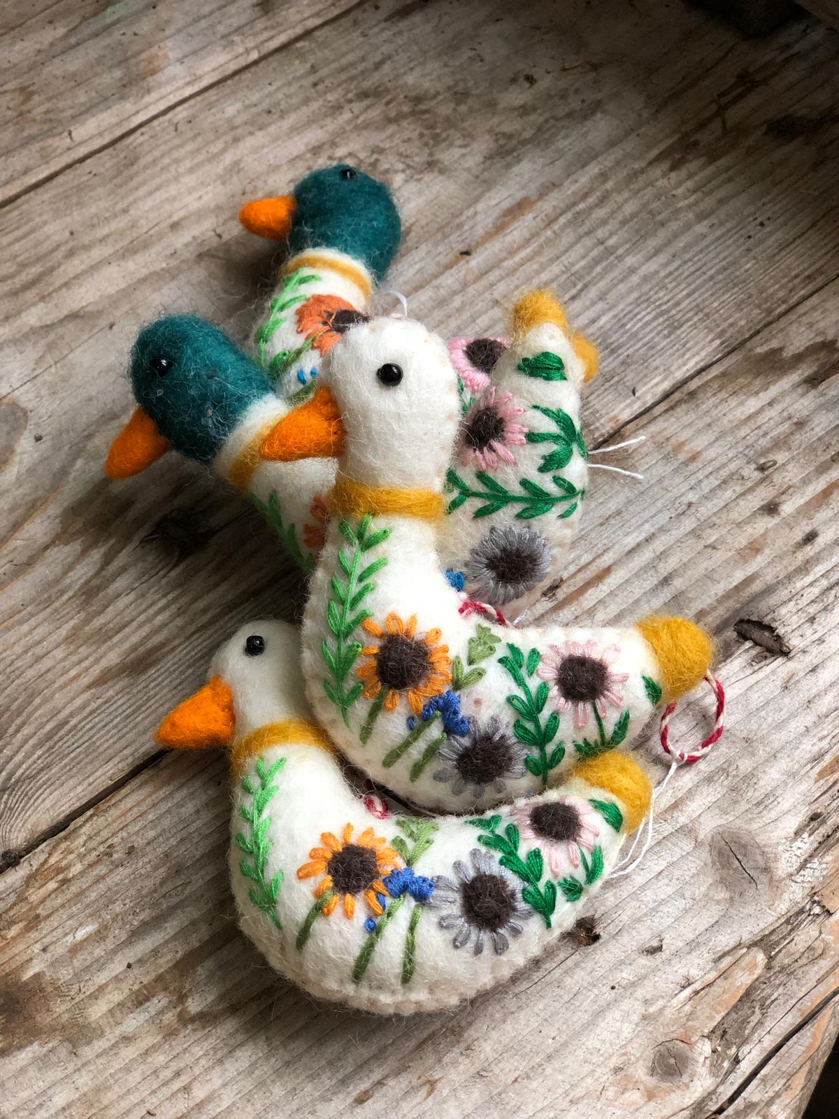 Embroidered Duck Handmade Decorations Hanging Easter