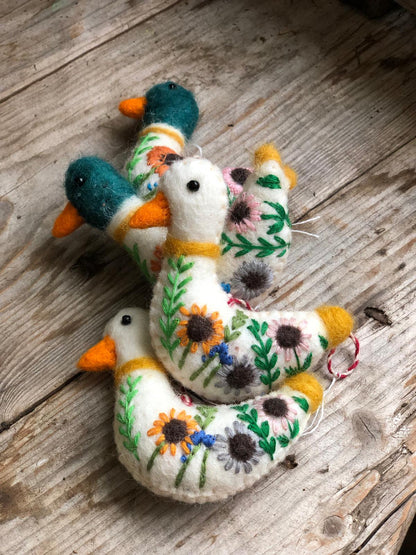 Embroidered Duck Handmade Decorations Hanging Easter
