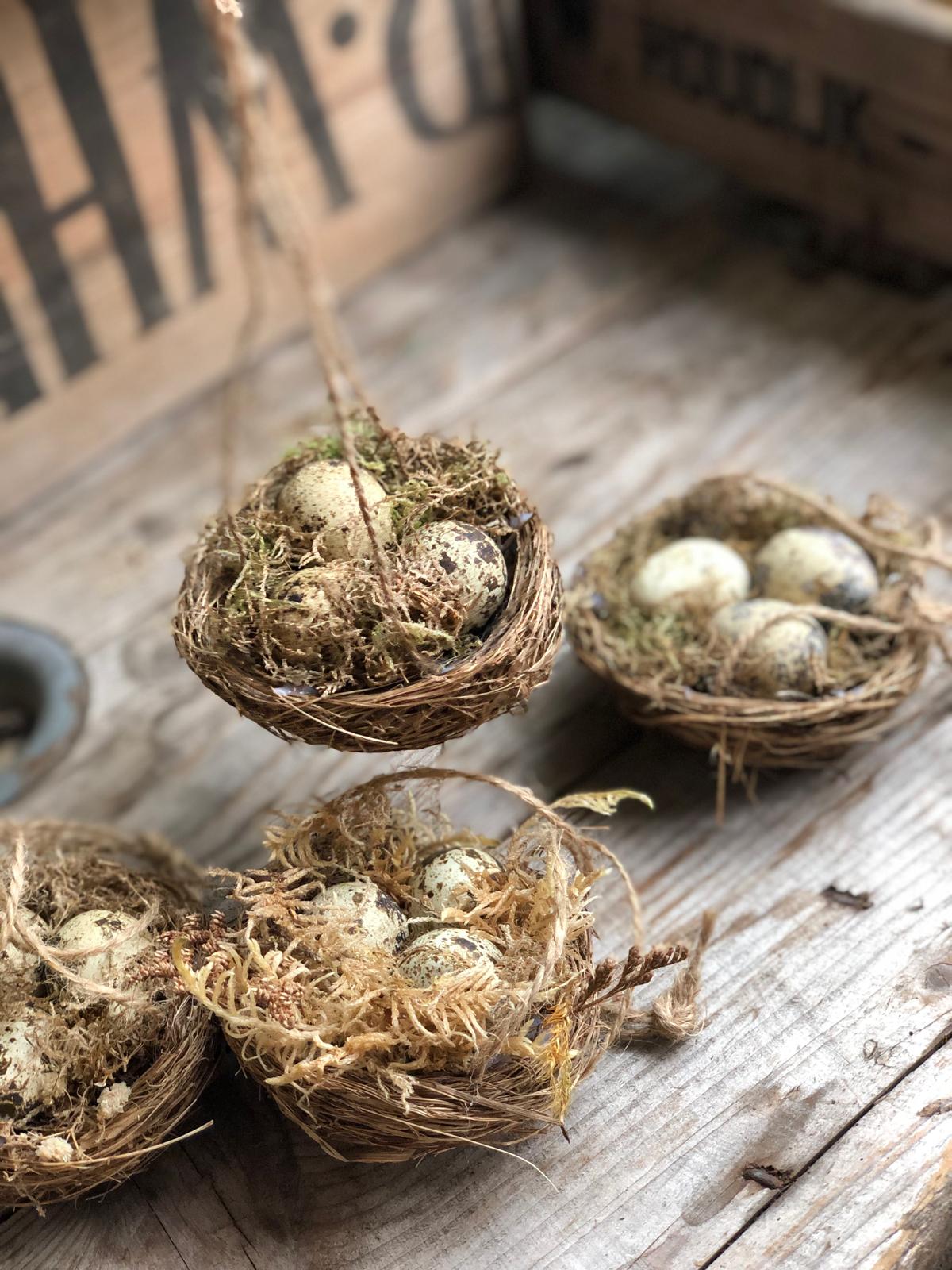 Handmade Quail Egg Hanging Easter Nests Decorations