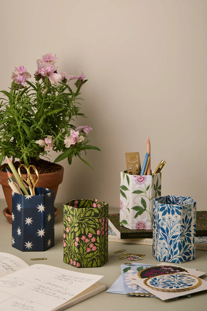 Blue Flora Pen Pot by Wanderlust Paper Co