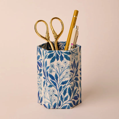 Blue Flora Pen Pot by Wanderlust Paper Co