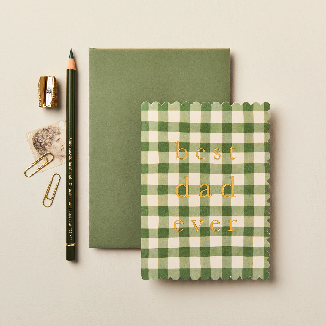 Best Dad Ever Green Check Fathers Day Card