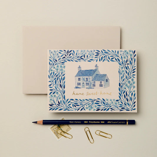 Blue Flora Home Sweet Home Card