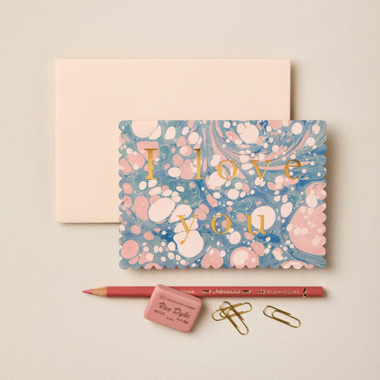 I Love you Marbled Card