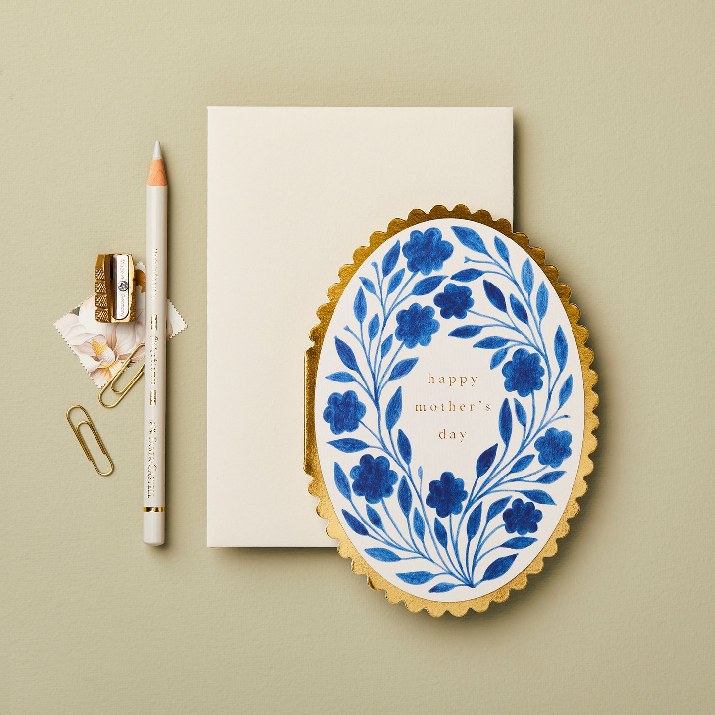 Blue Flora Delft Mothers Day Card