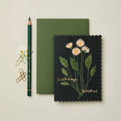 Botanical Daisy Birthday Wishes Card