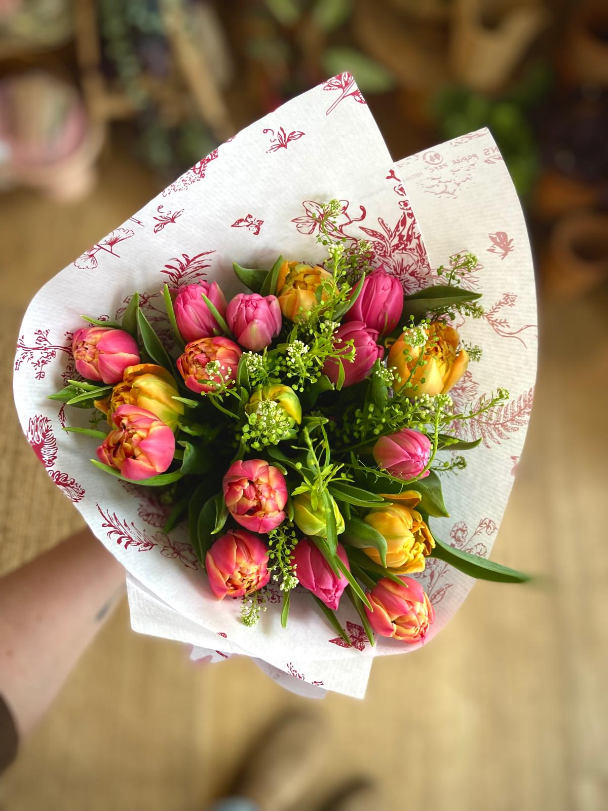 An Armful of Mixed British Tulips