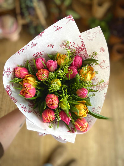 An Armful of Mixed British Tulips