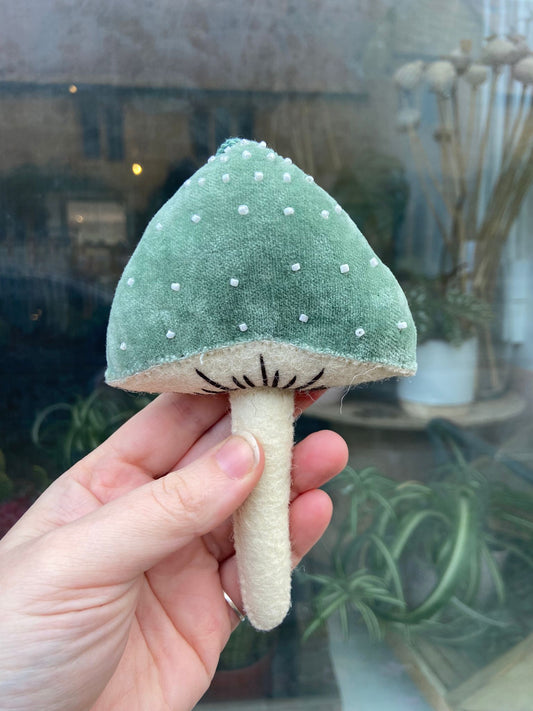 Pastel Velvet Mushroom Decorations