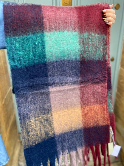 Super Soft Cosy Check Scarf, Forest Fruits