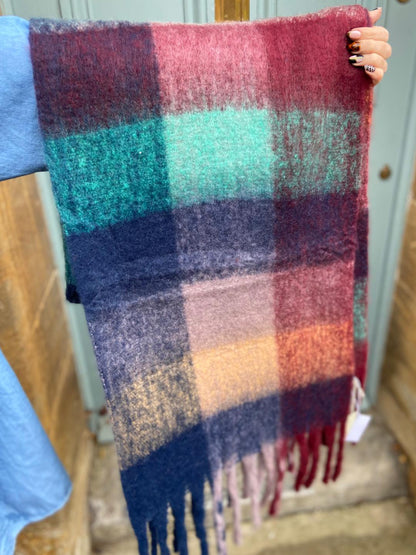 Super Soft Cosy Check Scarf, Forest Fruits