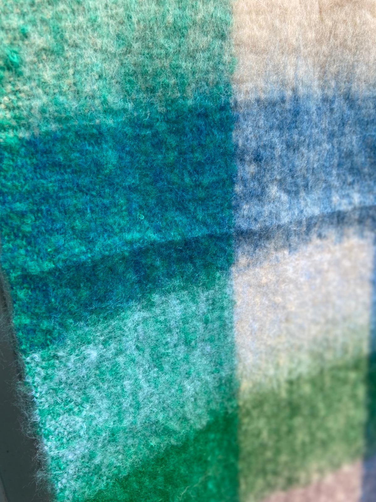 Super Soft Cosy Check Scarf, Blue & Cream