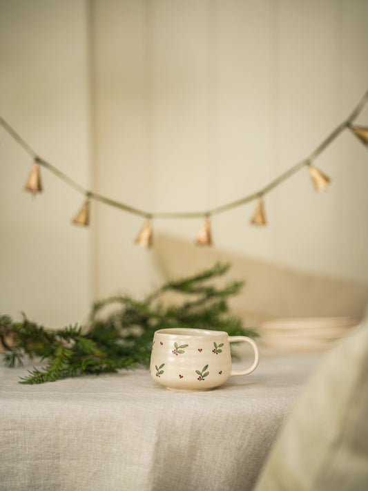 Hand Painted Ceramic Tealight Holder - Holly