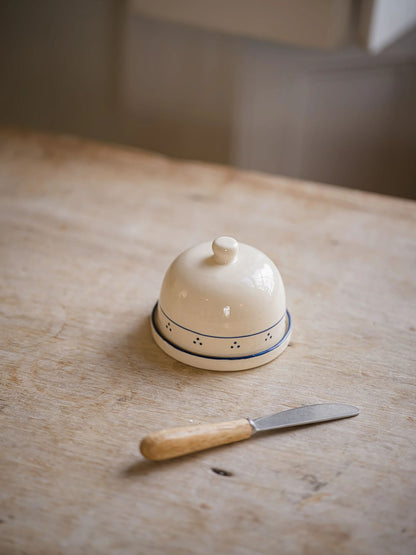 Ceramic Butter Dish Handmade Blue Pottery Breakfast Collection