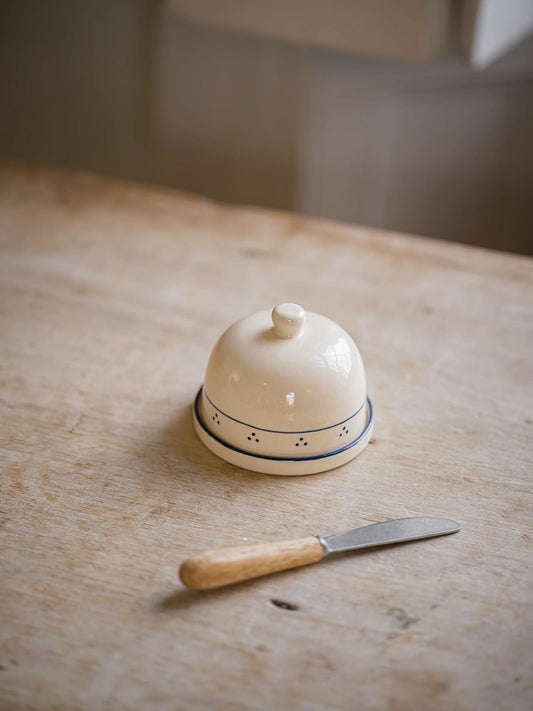 Ceramic Butter Dish Handmade Blue Pottery Breakfast Collection