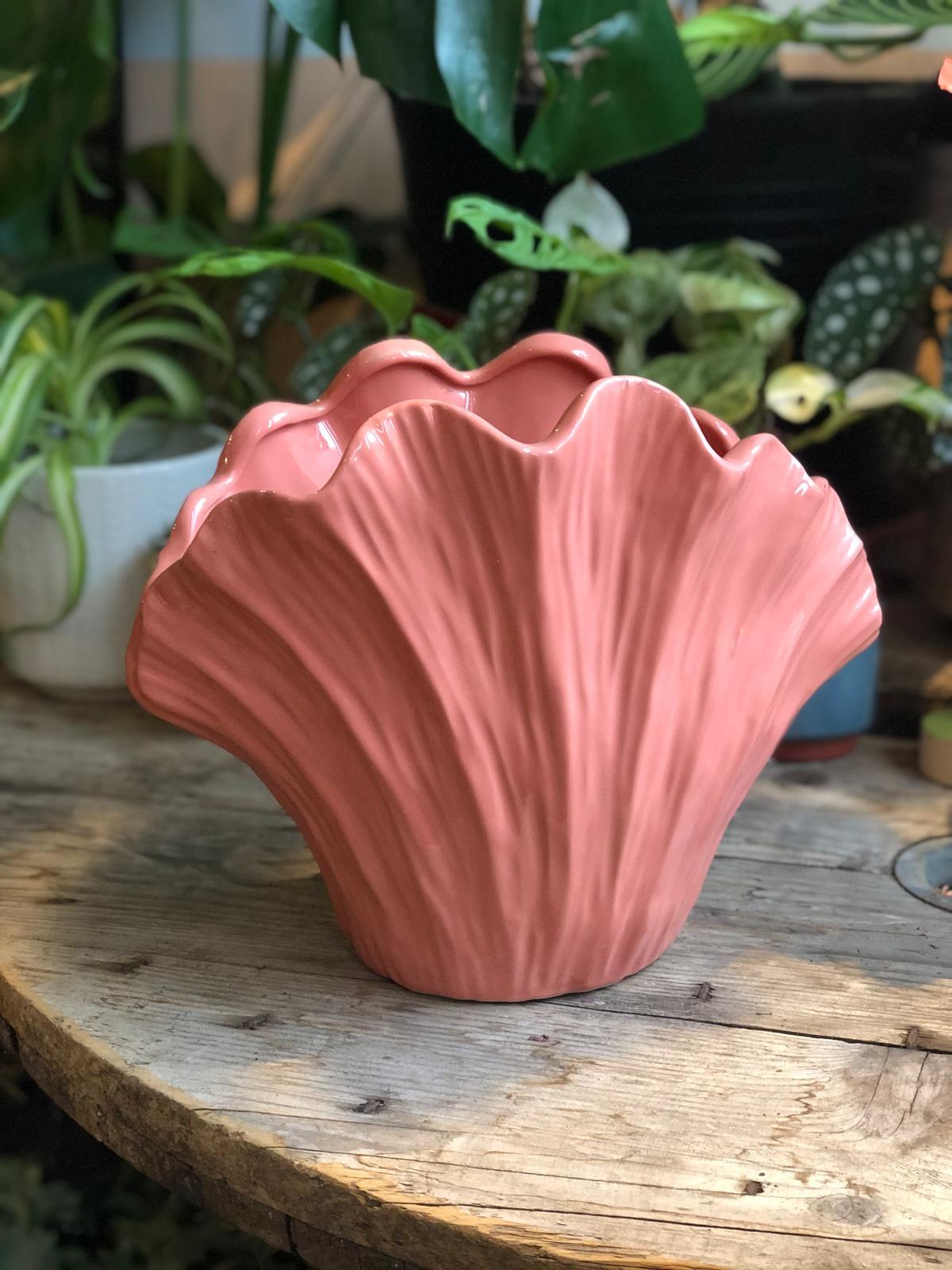Pink Shell Shaped Ceramic Vase
