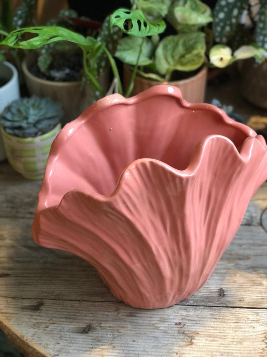 Pink Shell Shaped Ceramic Vase