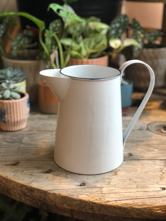 White Enamel Jug Vintage