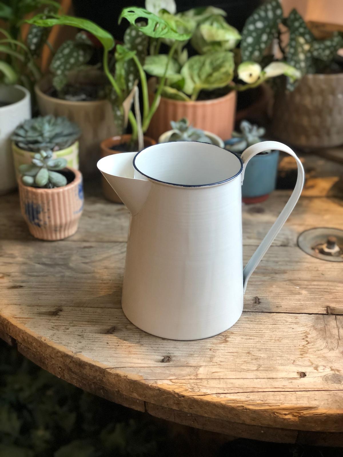 White Enamel Jug Vintage