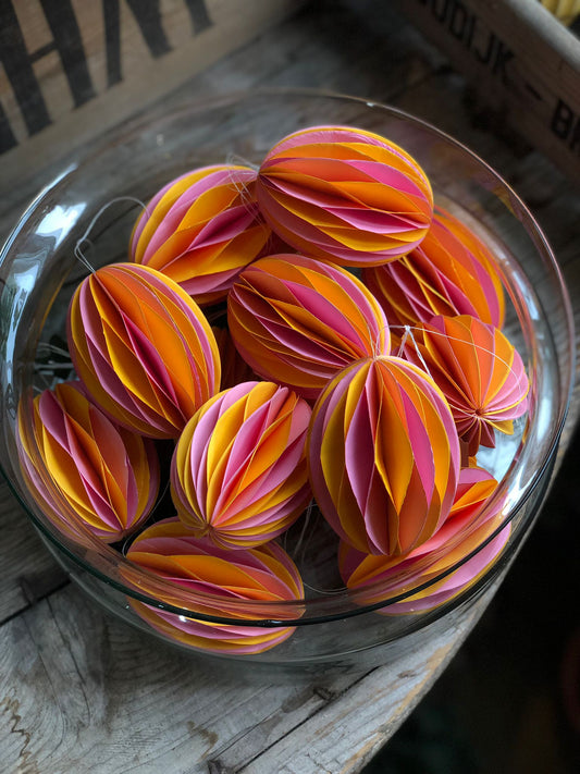 Honeycomb Orange/Pink Easter Egg Hanging Decorations