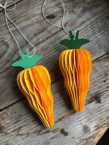 Honeycomb Orange Carrots Easter Hanging Decorations