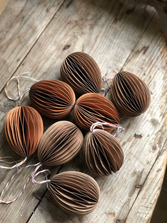 Honeycomb Brown Easter Egg Hanging Decorations