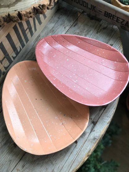 Oval Shaped Melamine Speckled Tea Tray