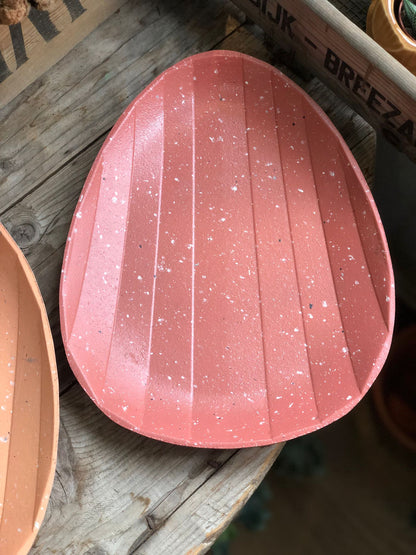 Oval Shaped Melamine Speckled Tea Tray