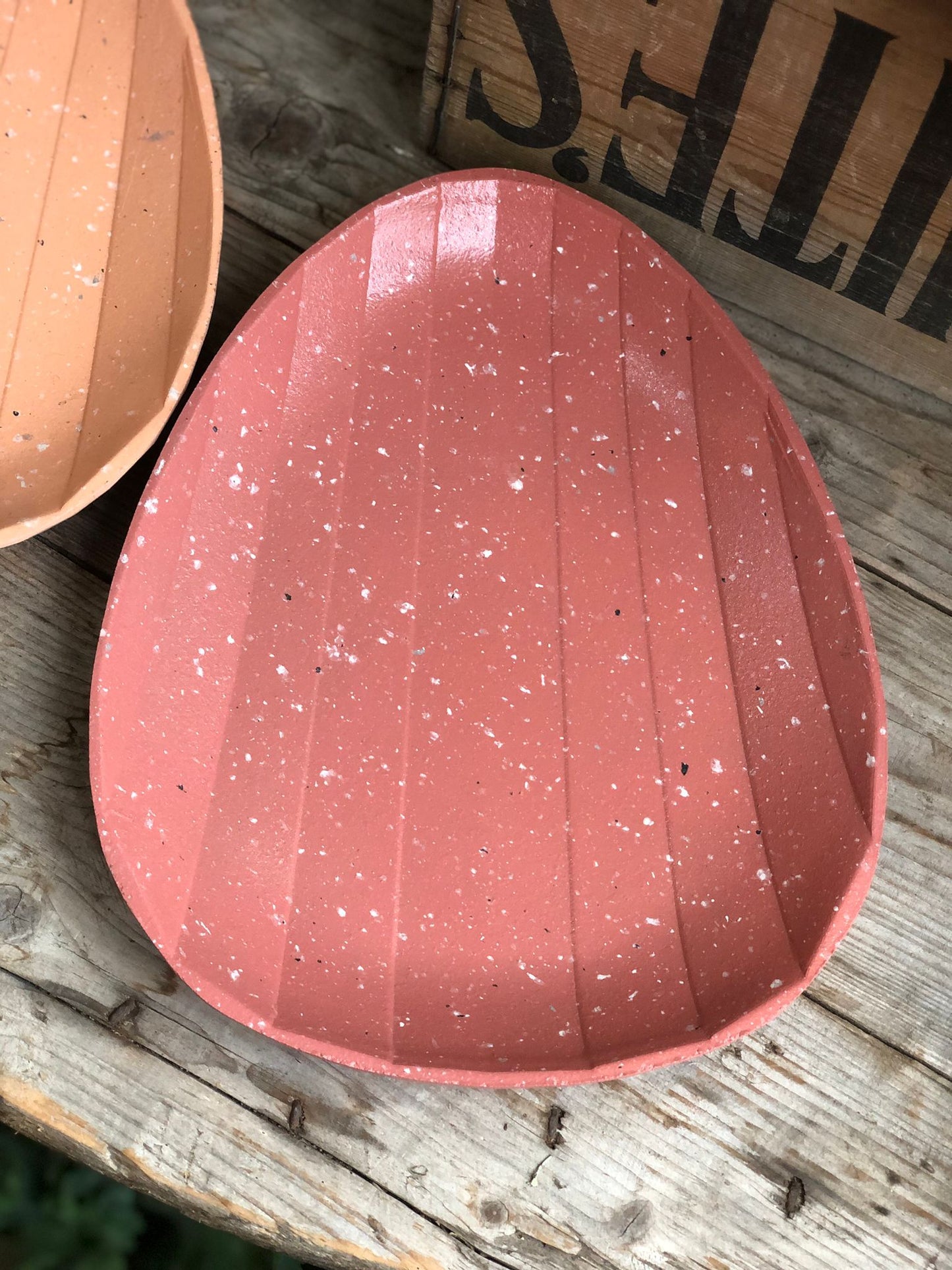 Oval Shaped Melamine Speckled Tea Tray