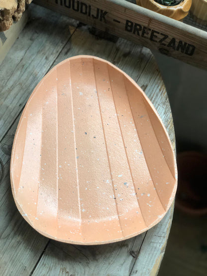 Oval Shaped Melamine Speckled Tea Tray