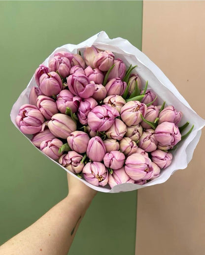 An Armful of Mixed British Tulips