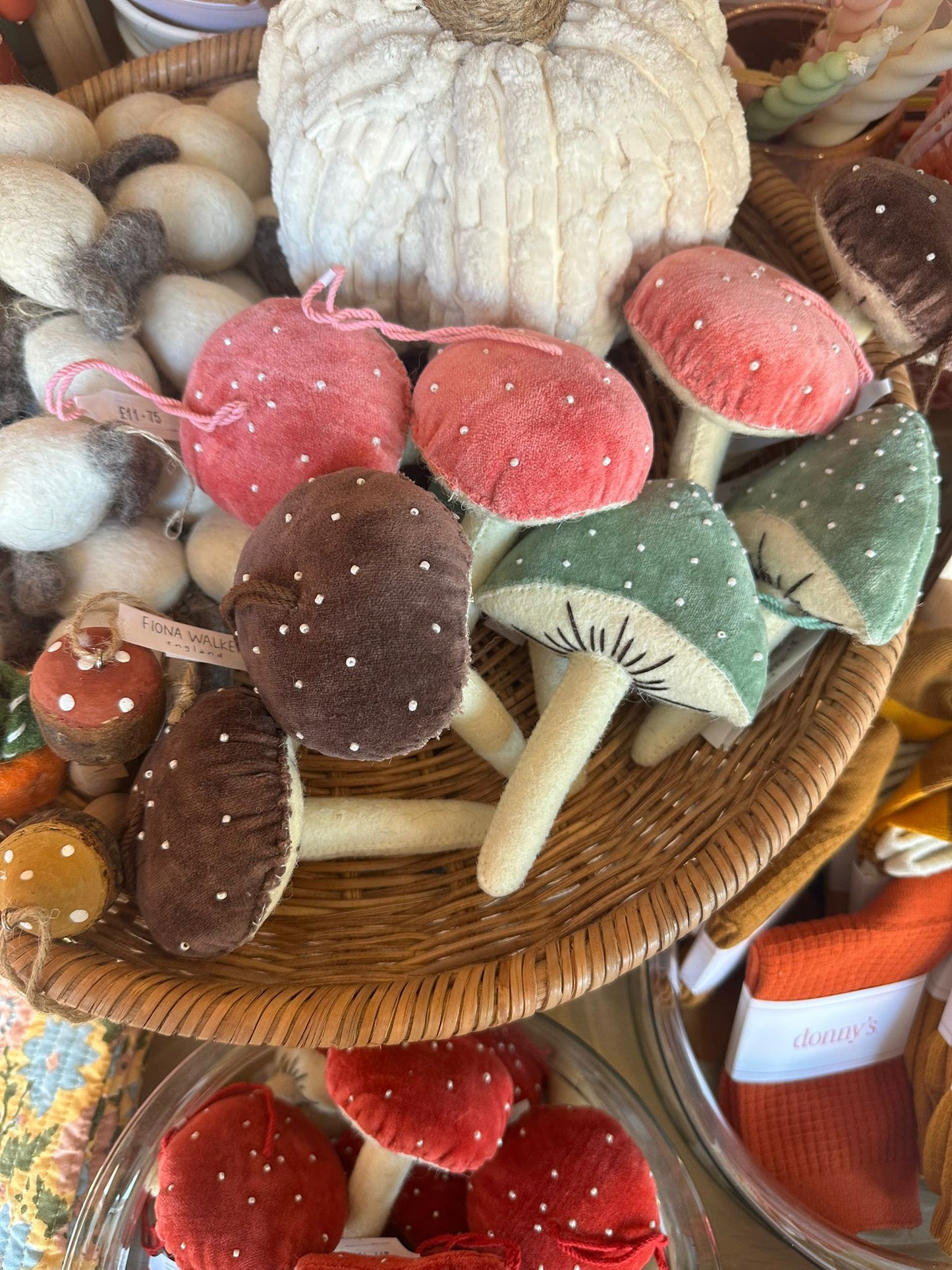 Pastel Velvet Mushroom Decorations