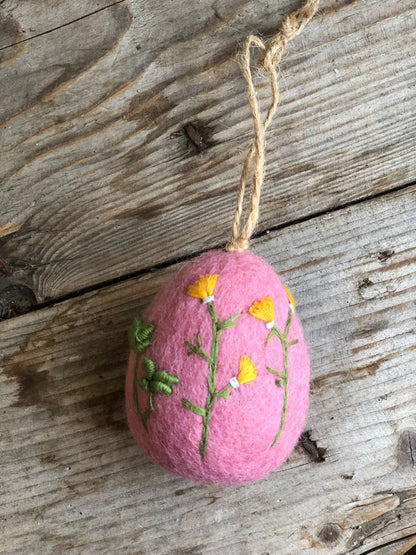 Handmade Felt Large Floral Easter Eggs