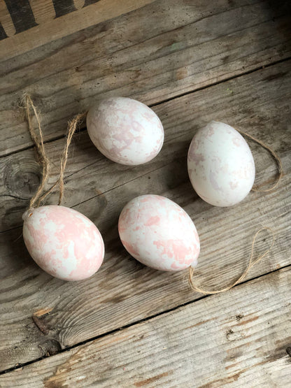 Real Hen Egg Marbled Easter Decorations