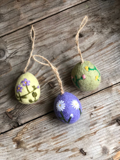 Handmade Felt Embroidered Easter Eggs