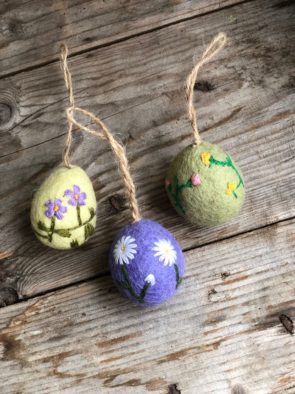 Handmade Felt Embroidered Easter Eggs