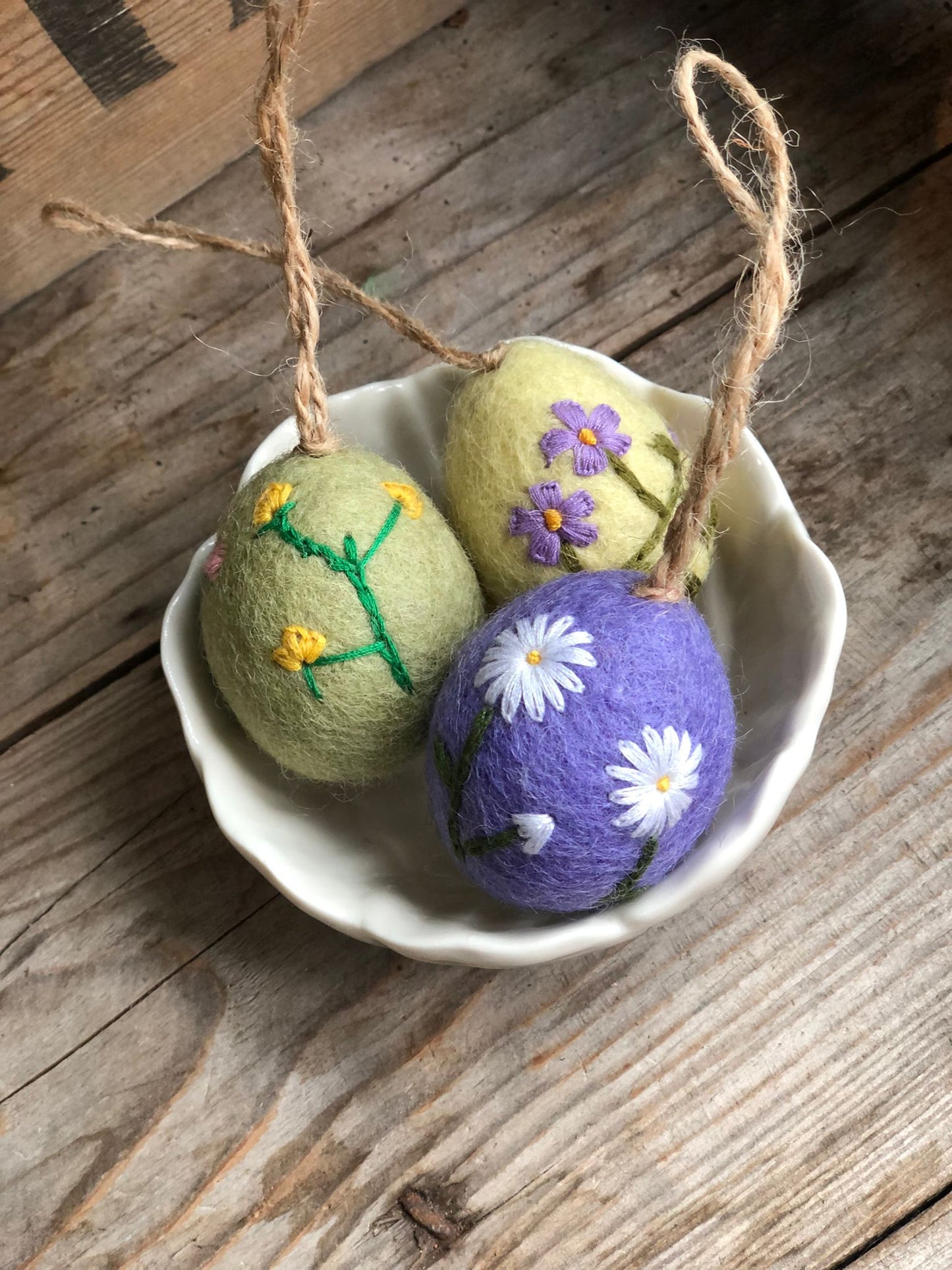 Handmade Felt Embroidered Easter Eggs