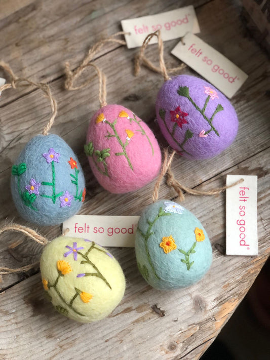 Handmade Felt Large Floral Easter Eggs
