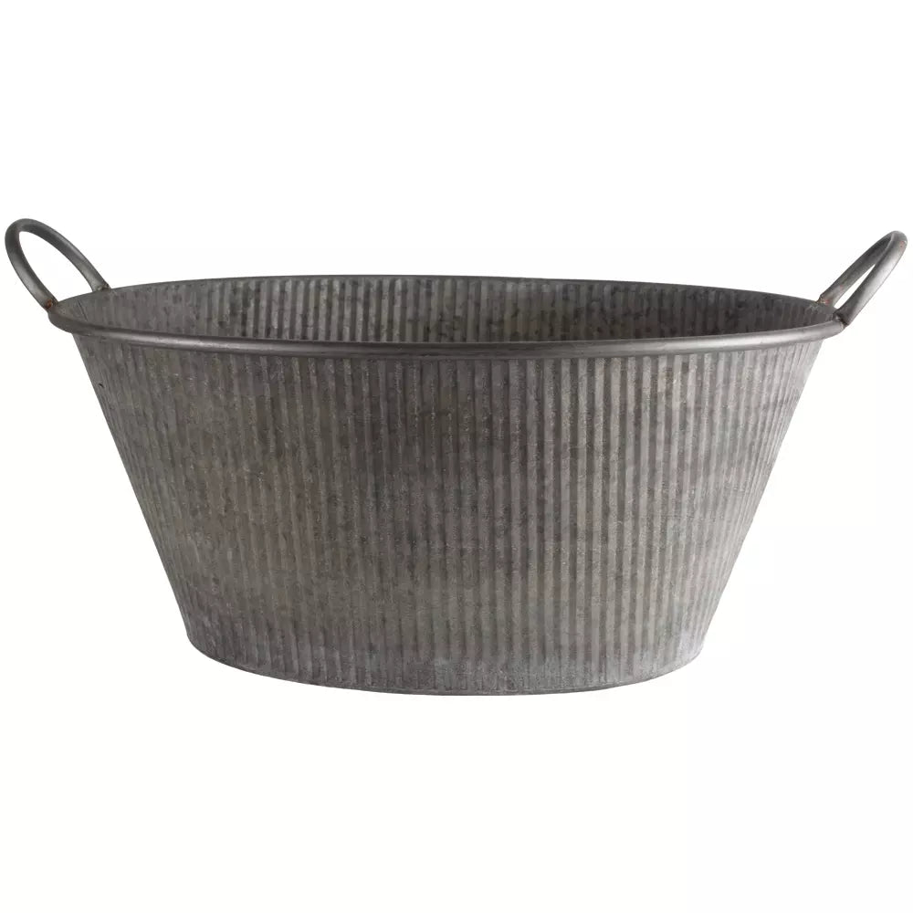 Zinc Ribbed Planter With Handles