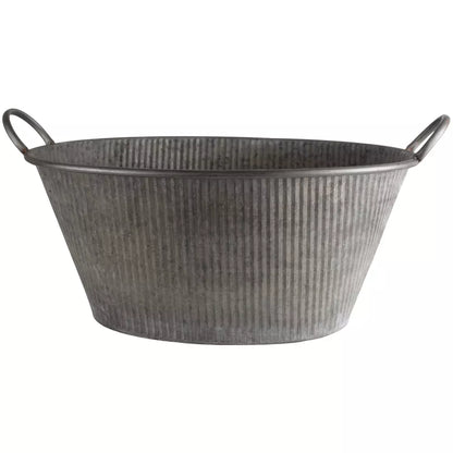 Zinc Ribbed Planter With Handles
