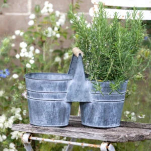 Zinc Twin Planter with Handle
