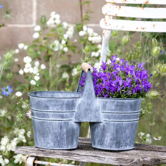 Zinc Twin Planter with Handle