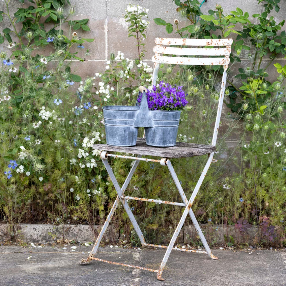Zinc Twin Planter with Handle