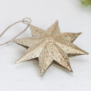 Hammered Silver Star Decoration, Antique Silver